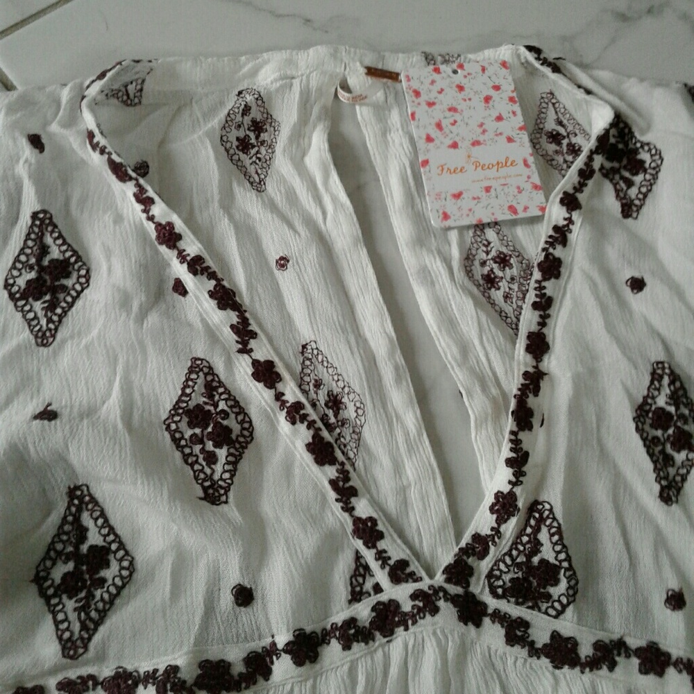 Free People red and white floral tunic size Xs - Picture 5 of 8